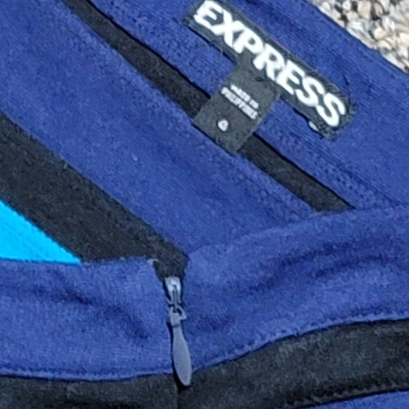 EXPRESS Black Blue Teal Short Stretch Skirt Size 4 - Picture 11 of 15